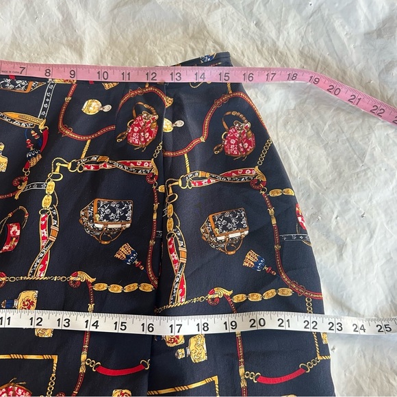 PETITE SOPHISTICATE VTG Silk Skirt Chain Status Print Wrap Size 12/L Old Money - Picture 7 of 9